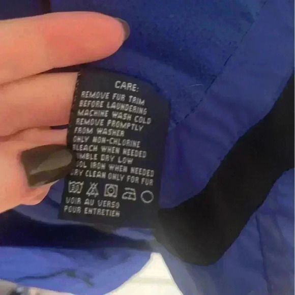 Ralph Lauren Women Large Royal Blue Faux Fur Down Winter Puffer Jacket Coat - Picture 10 of 12